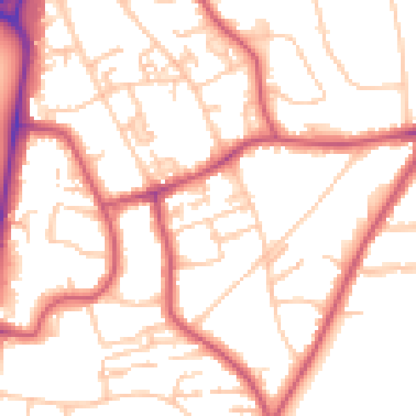 Daytime road noise heatmap for SW19 6ES