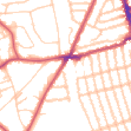Daytime road noise heatmap for SW19 6NW