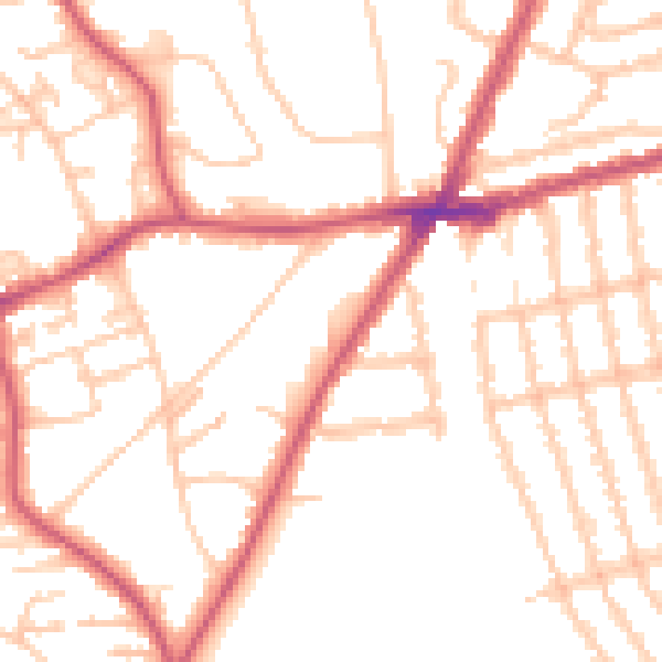 Daytime road noise heatmap for SW19 6PF