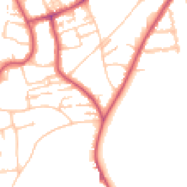 Daytime road noise heatmap for SW19 6TT