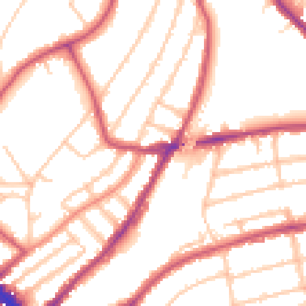 Daytime road noise heatmap for SW19 7BB
