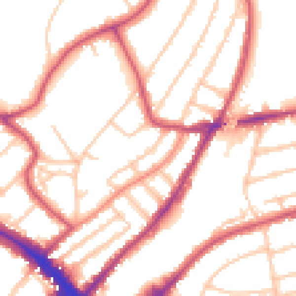Daytime road noise heatmap for SW19 7BE