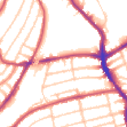 Daytime road noise heatmap for SW19 8JD