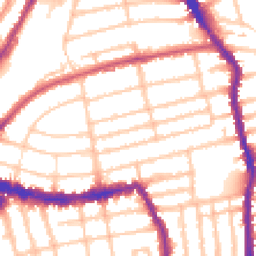Daytime road noise heatmap for SW19 8QF