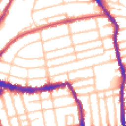 Daytime road noise heatmap for SW19 8TH