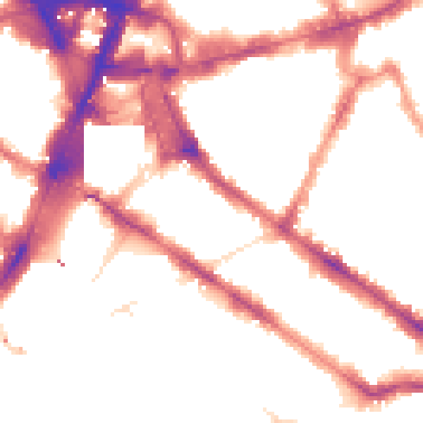 Night-time road noise heatmap for SW1V 1DE