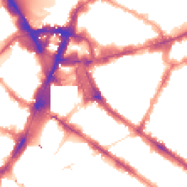 Night-time road noise heatmap for SW1V 1LH