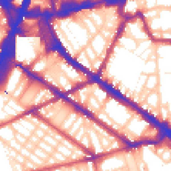 Daytime road noise heatmap for SW1V 1RX