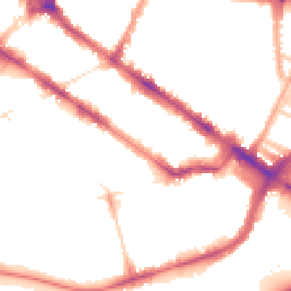 Night-time road noise heatmap for SW1V 2BH
