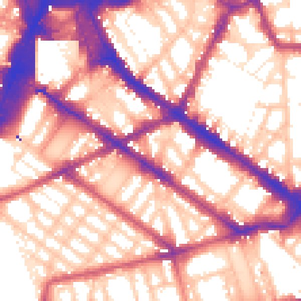 Daytime road noise heatmap for SW1V 2ER