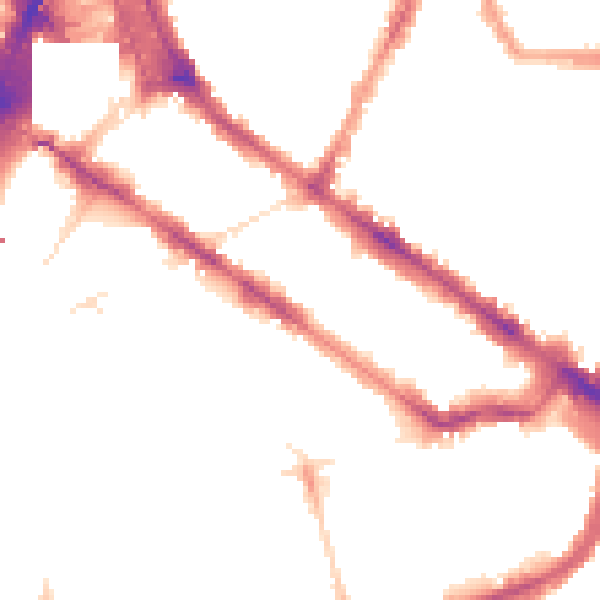 Night-time road noise heatmap for SW1V 2LU