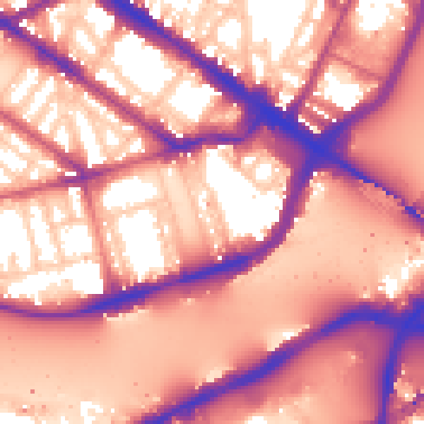 Daytime road noise heatmap for SW1V 3RY