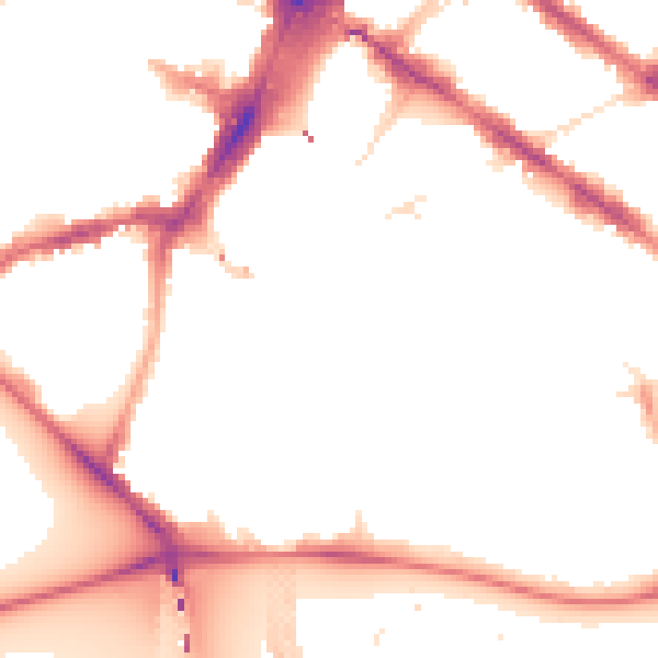 Night-time road noise heatmap for SW1V 4JT