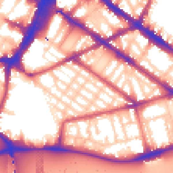 Daytime road noise heatmap for SW1V 4RZ