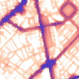 Daytime road noise heatmap for SW1X 0AX