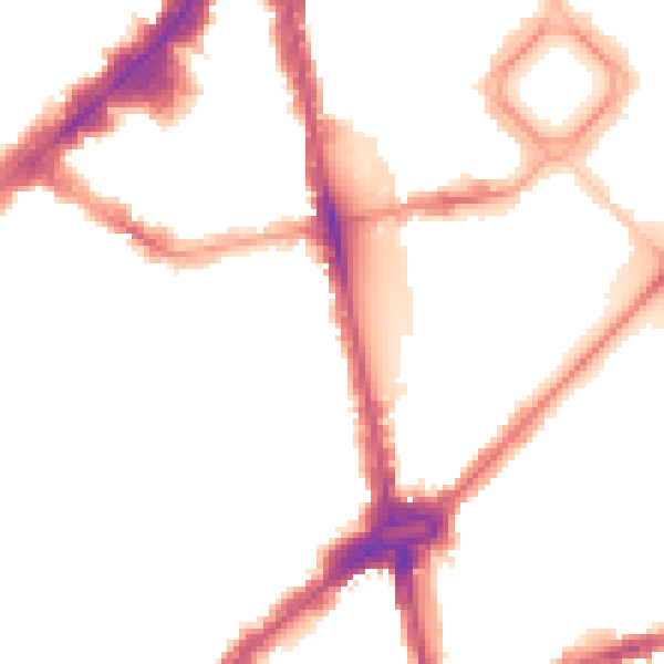 Night-time road noise heatmap for SW1X 0BJ