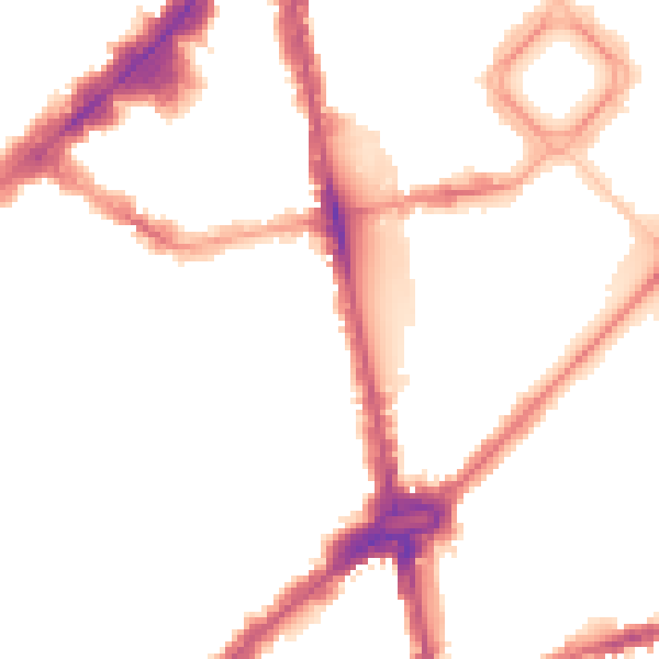 Night-time road noise heatmap for SW1X 0BN