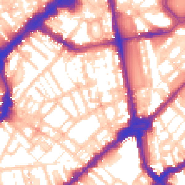 Daytime road noise heatmap for SW1X 0EA