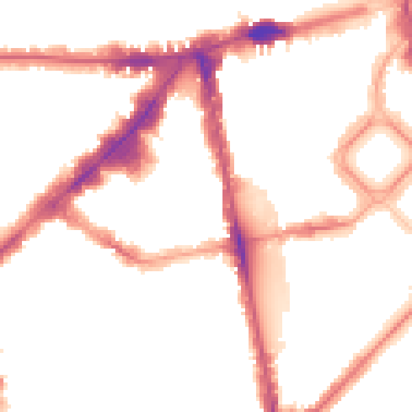 Night-time road noise heatmap for SW1X 0EY