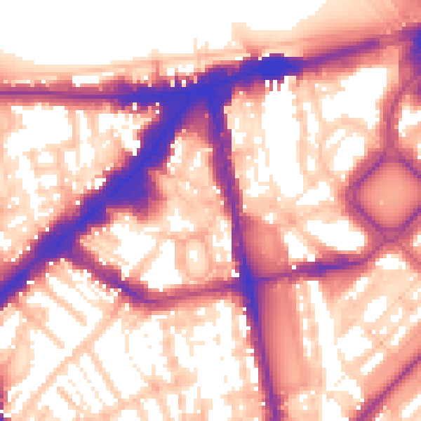 Daytime road noise heatmap for SW1X 0HA