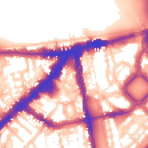 Daytime road noise heatmap for SW1X 0HD