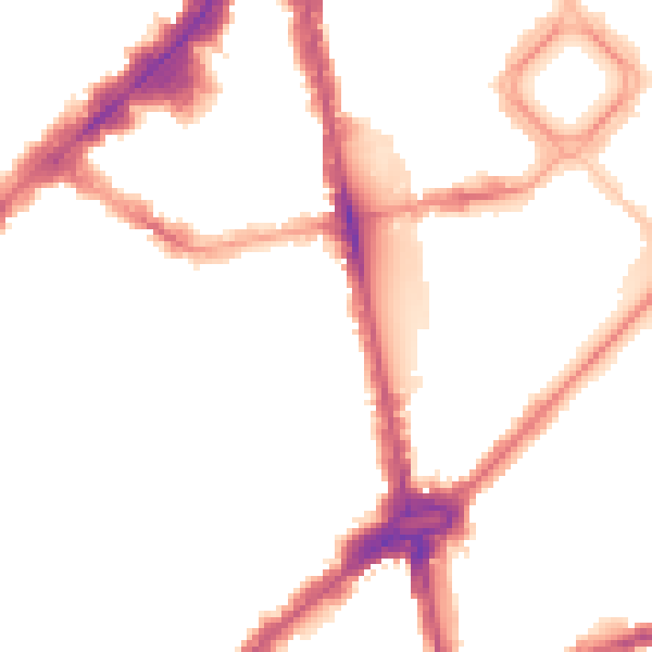 Night-time road noise heatmap for SW1X 0HU