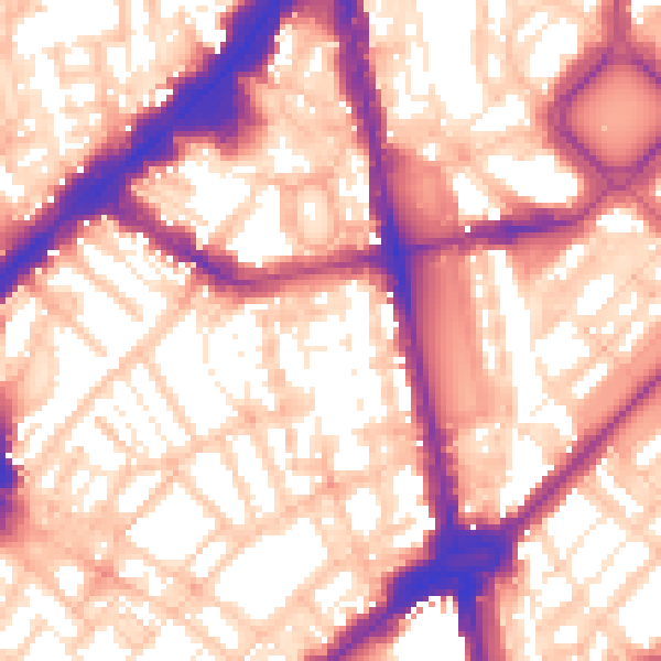 Daytime road noise heatmap for SW1X 0JU