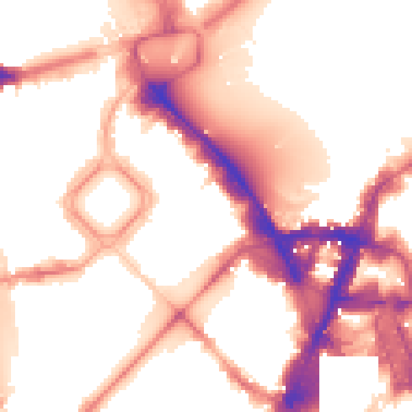 Night-time road noise heatmap for SW1X 7AL