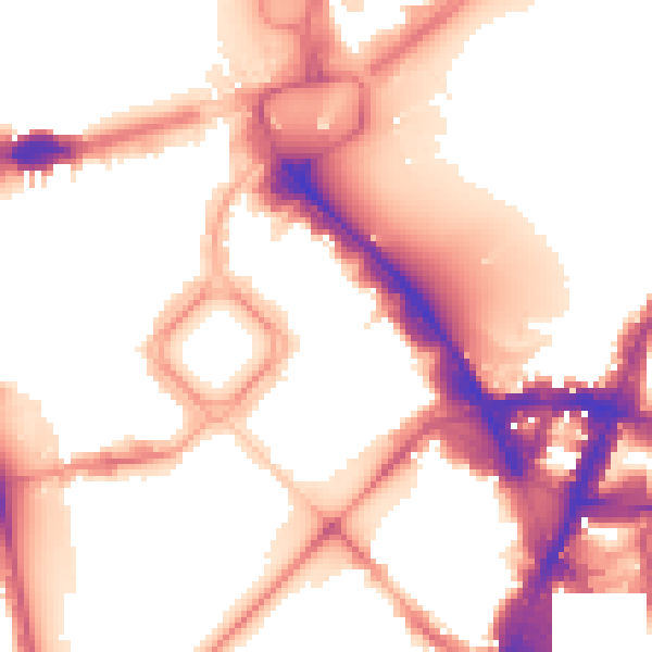 Night-time road noise heatmap for SW1X 7BA