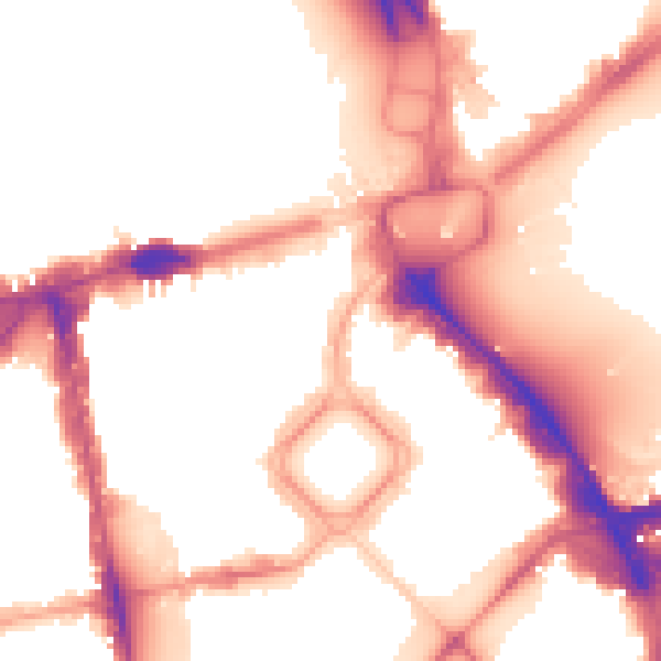 Night-time road noise heatmap for SW1X 7EE