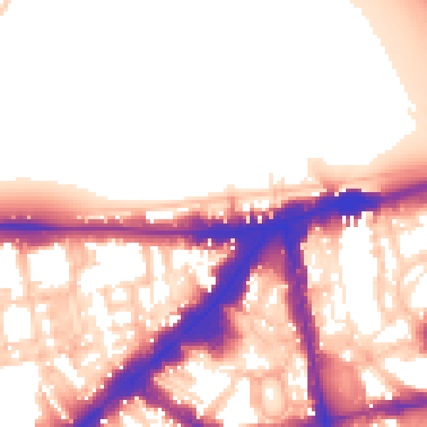 Daytime road noise heatmap for SW1X 7PE