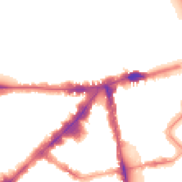 Night-time road noise heatmap for SW1X 7QS