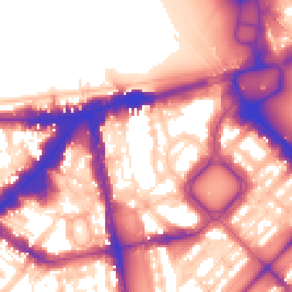 Daytime road noise heatmap for SW1X 8EB