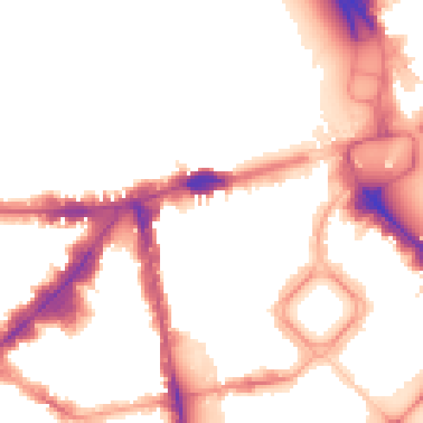 Night-time road noise heatmap for SW1X 8EE