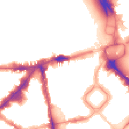 Night-time road noise heatmap for SW1X 8EW