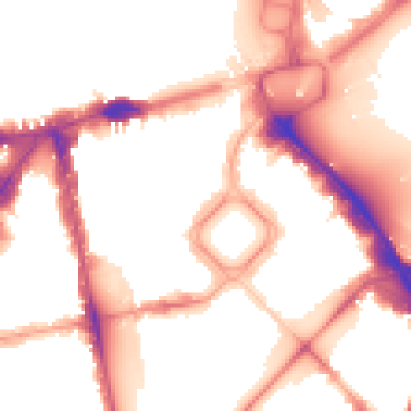 Night-time road noise heatmap for SW1X 8PH