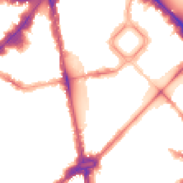 Night-time road noise heatmap for SW1X 9DX