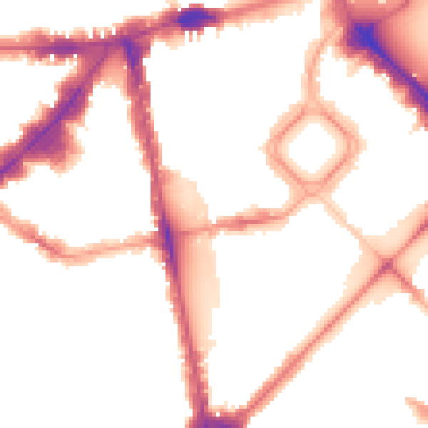 Night-time road noise heatmap for SW1X 9EB