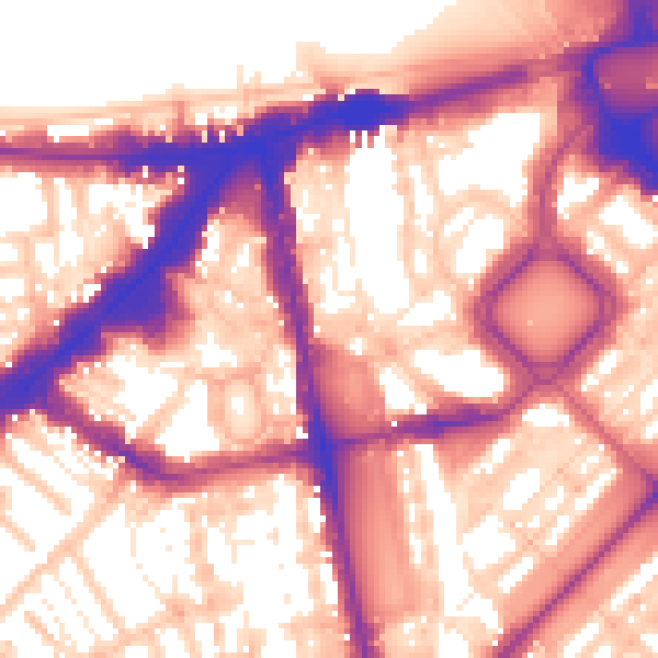Daytime road noise heatmap for SW1X 9JQ