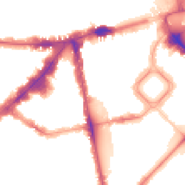 Night-time road noise heatmap for SW1X 9JQ