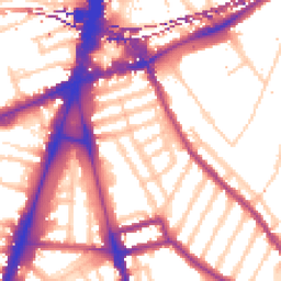 Daytime road noise heatmap for SW2 1AY