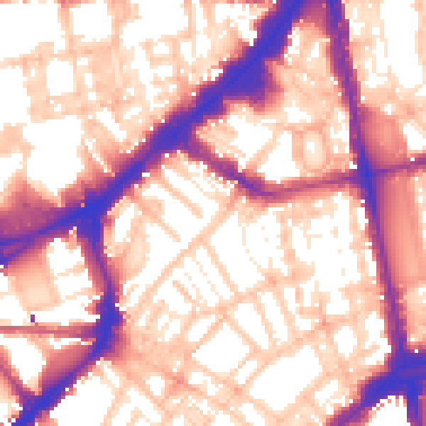 Daytime road noise heatmap for SW3 1AB