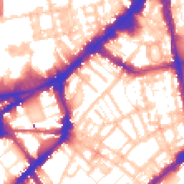 Daytime road noise heatmap for SW3 2BT