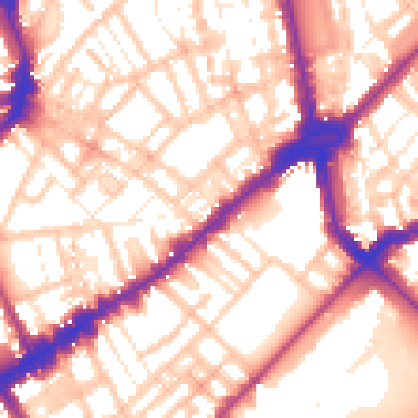 Daytime road noise heatmap for SW3 3NG