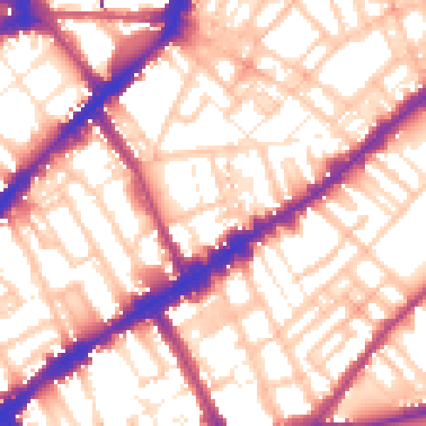 Daytime road noise heatmap for SW3 3TY