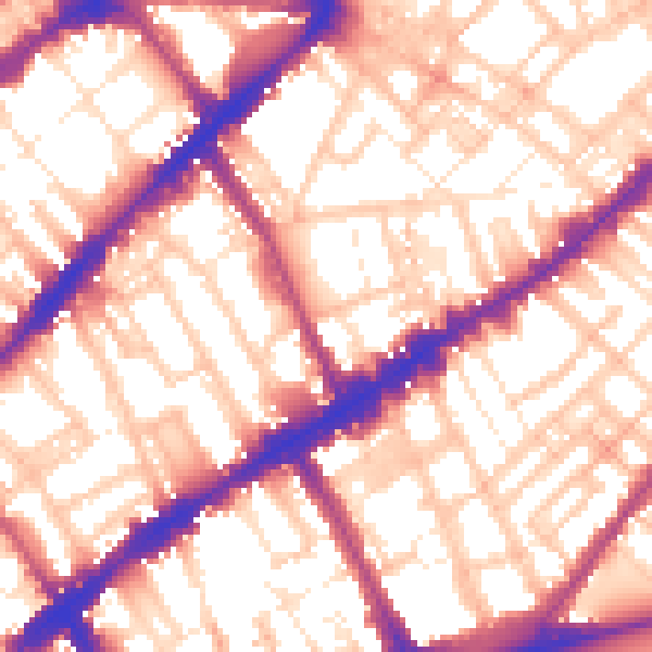 Daytime road noise heatmap for SW3 3UD
