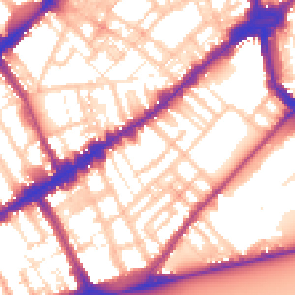 Daytime road noise heatmap for SW3 4NG
