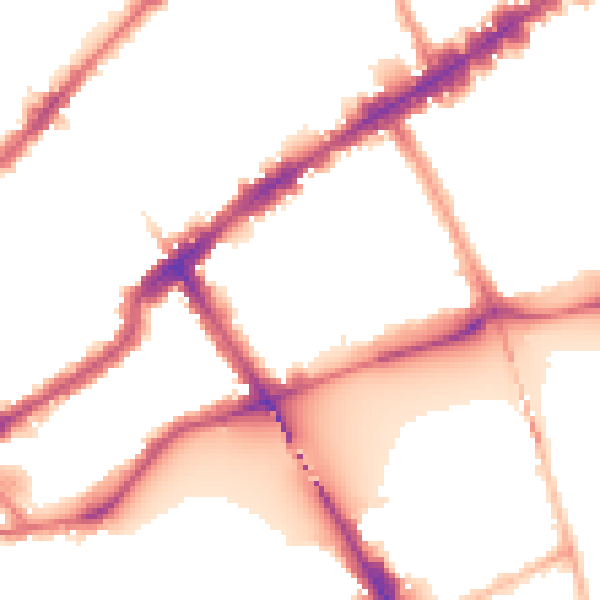 Night-time road noise heatmap for SW3 5DW