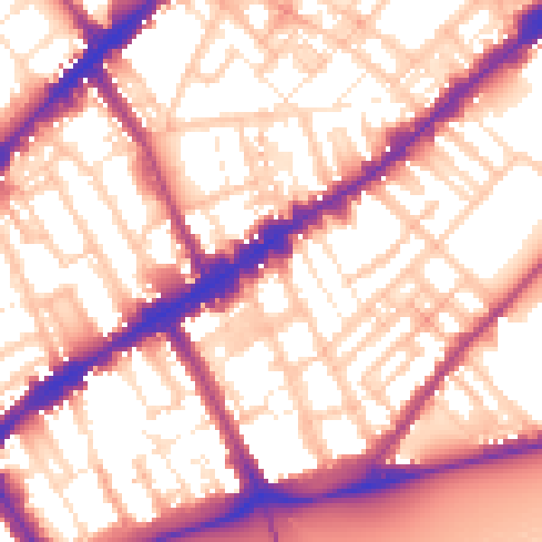 Daytime road noise heatmap for SW3 5SR