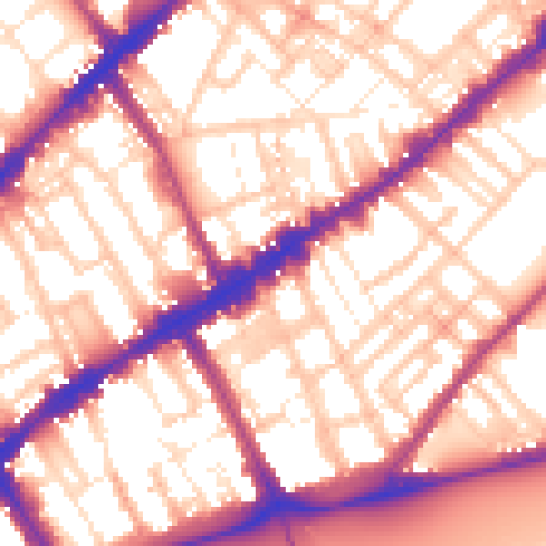 Daytime road noise heatmap for SW3 5TX